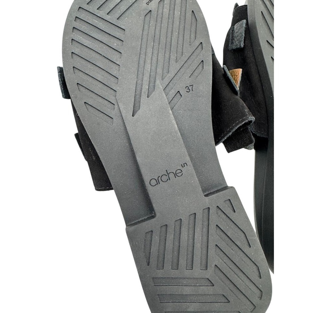 Arche Makkho Woven Leather Slide Sandals Black Bronze Silver Metallic Flat EU 37 - Picture 11 of 14